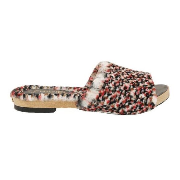 Chanel Orylag Fur and Lambskin Tweed Print Mules Size 40 - Picture 1 of 7